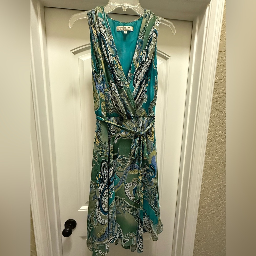 Evan Picone Teal Paisley Maxi Dress